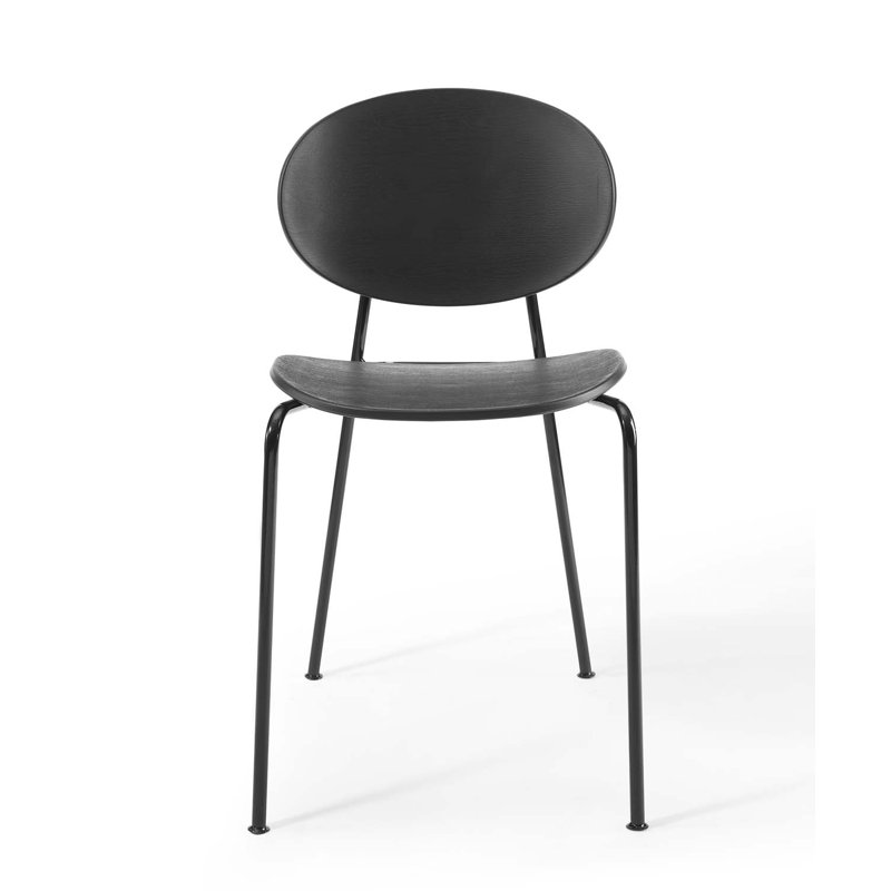 Black Metal Mid-Century Modern Stackable Side Chair Set