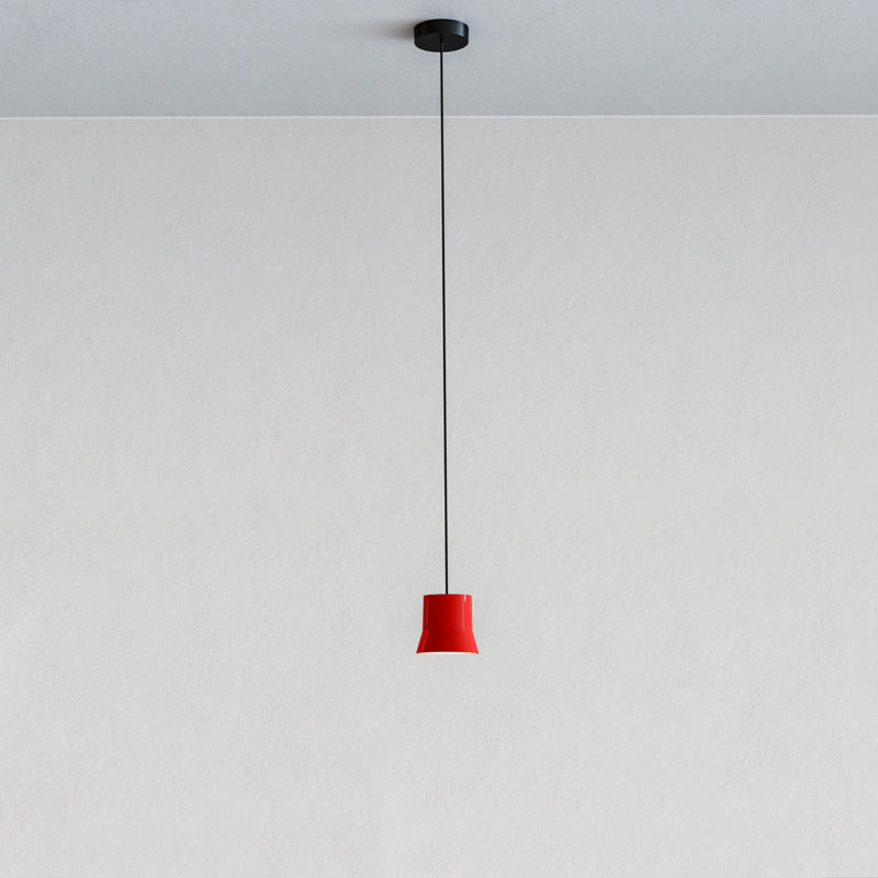 Adjustable Black Aluminum Bell Pendant with White LED Shade