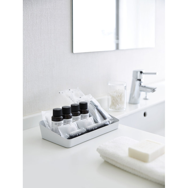 White Powder Coated Steel Large Vanity Tray
