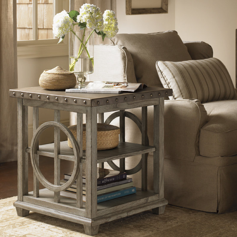 Twilight Bay Wyatt Solid Hardwood & Metal Square Lamp Table