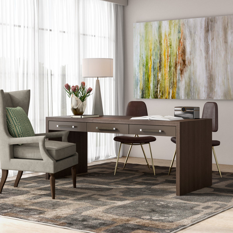 Anise Brown Transitional 72" Home Office Desk with Hutch and Drawers