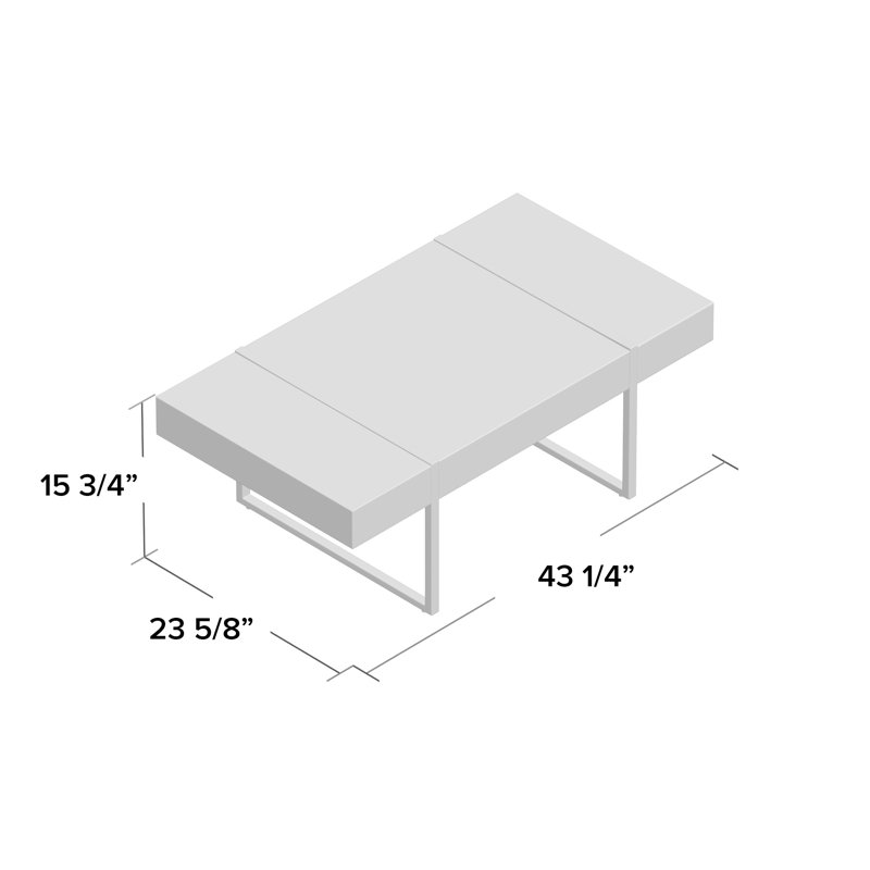 Tristan 43'' Black Wood and Metal Transitional Coffee Table