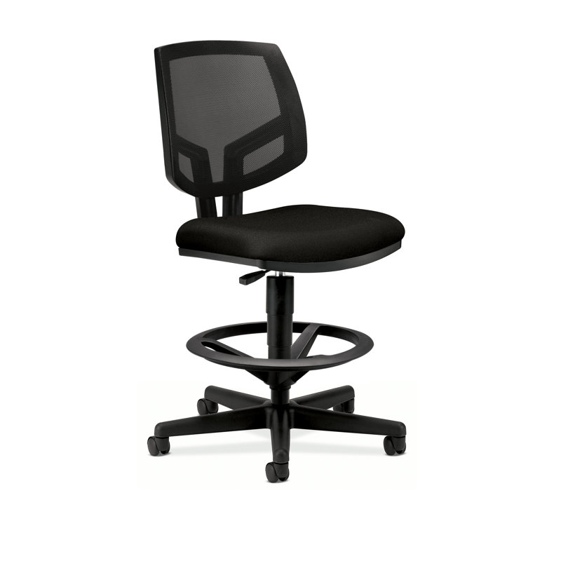 Volt Black Bonded Leather Mesh Back Task Stool with Footring