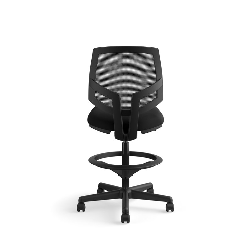 Volt Black Bonded Leather Mesh Back Task Stool with Footring