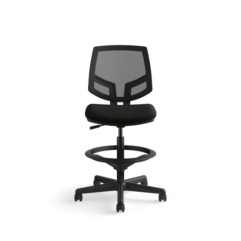 360 Swivel Mesh Task Chair with Adjustable Height and Footrest in Black