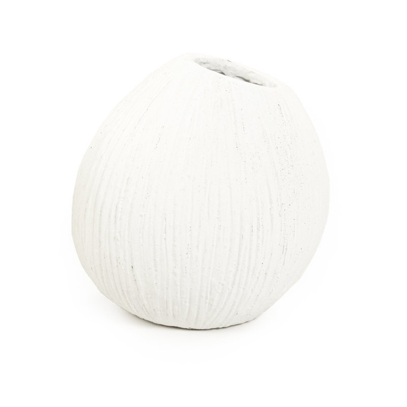 Amirah Distressed White Handcrafted Cement Table Vase