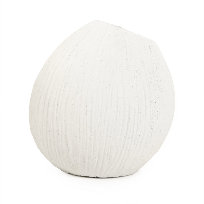 Amirah Distressed White Handcrafted Cement Table Vase