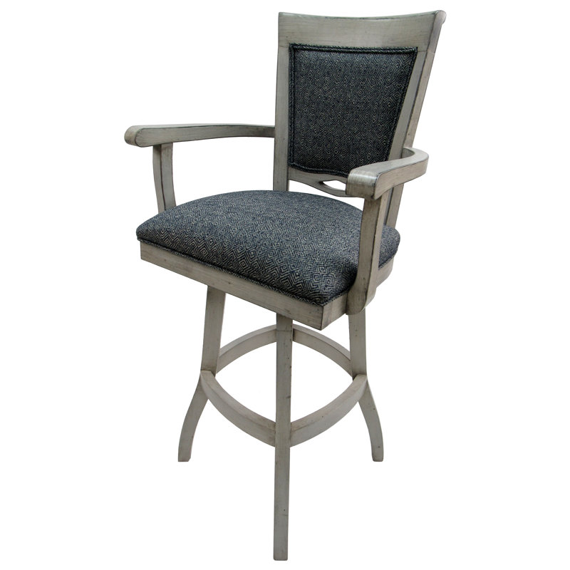 Kokomo Azure 34" Swivel Extra Tall Wood Bar Stool with Arms