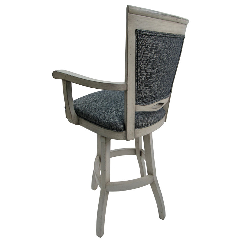 Kokomo Azure 34" Swivel Extra Tall Wood Bar Stool with Arms