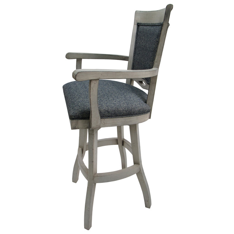 Kokomo Azure 34" Swivel Extra Tall Wood Bar Stool with Arms