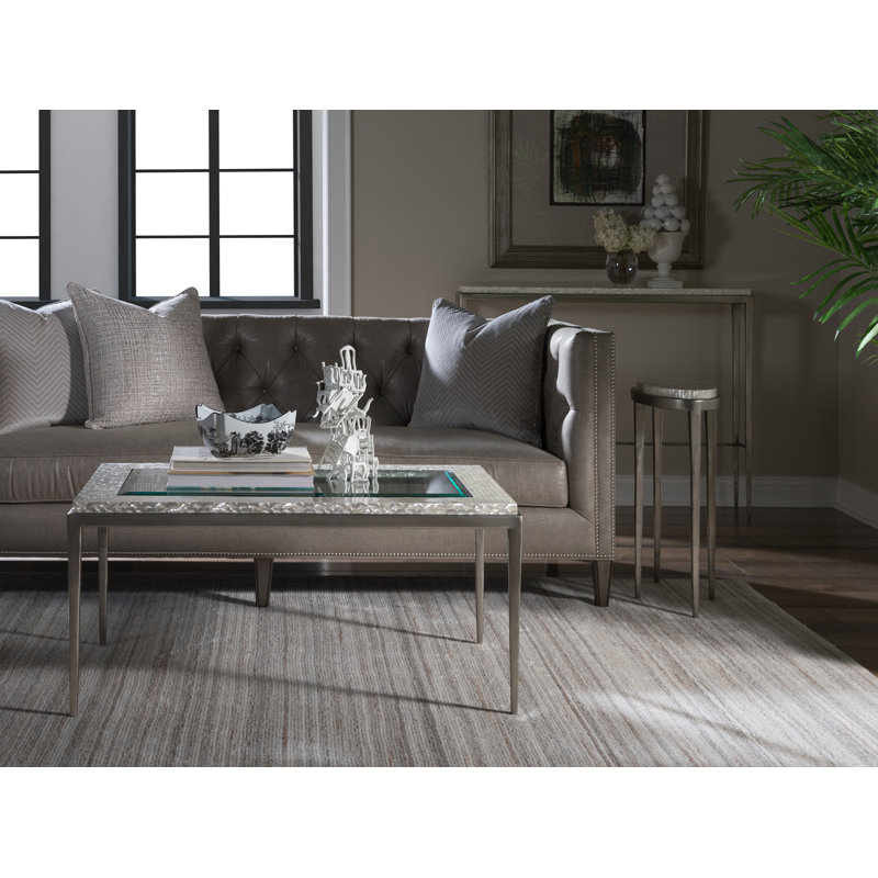 Silver Glass Rectangular Transitional Cocktail Table