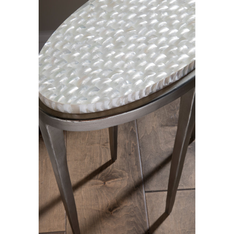 Silver Oval Transitional Spot Table with Troca Shell Top