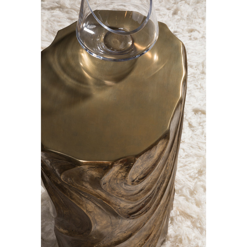 Catalan Oval Gold Metal Drum Table
