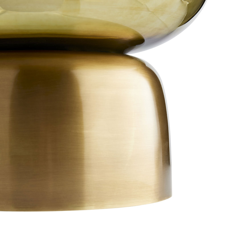 Burnt Smoke Luster Glass Vase with Brass Trim