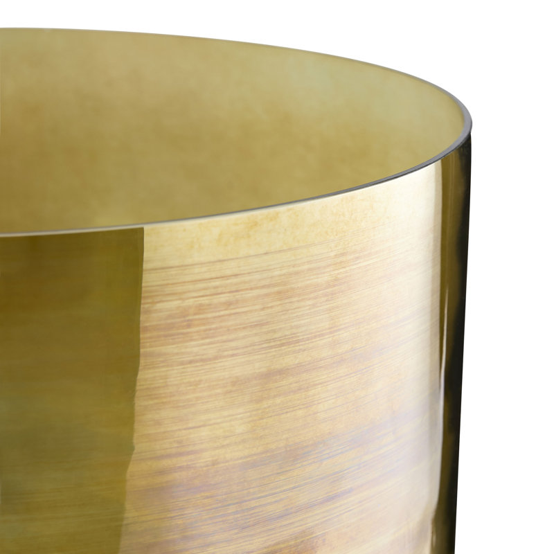 Burnt Smoke Luster Glass Vase with Brass Trim
