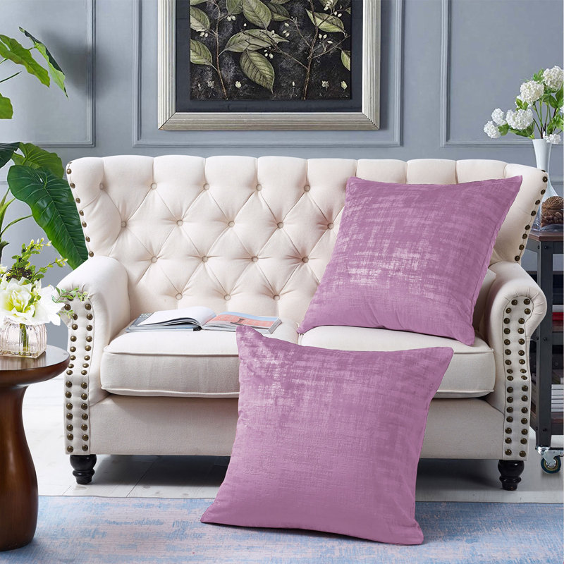 Mauve Shadows Embroidered Microsuede Euro Accent Pillow Set