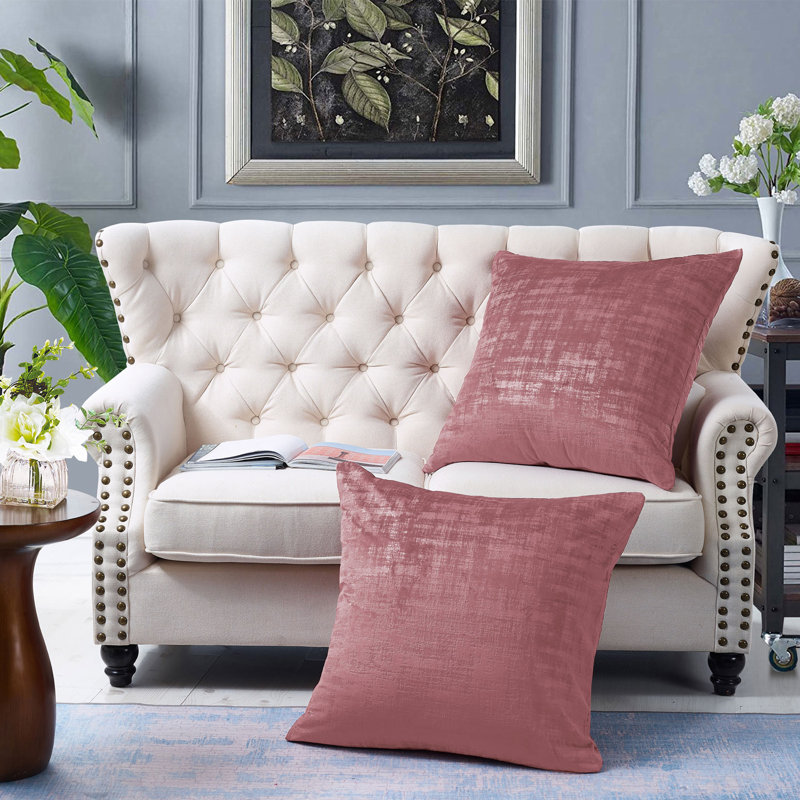 Withered Rose Textured Velvet Euro Square Pillow Covers Set