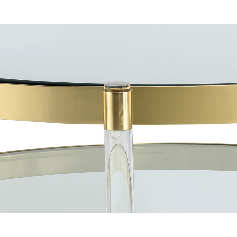 41'' Round Luxe Gold Metal & Acrylic Outdoor Coffee Table