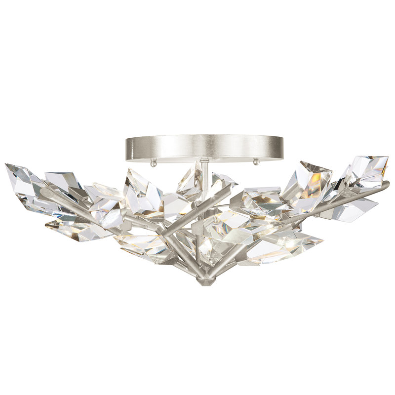 Foret Silver Leaf 4-Light Semi-Flush Mount with Hand-Cut Crystal