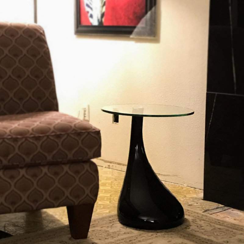 Centeno Round Clear Glass Top Pedestal End Table