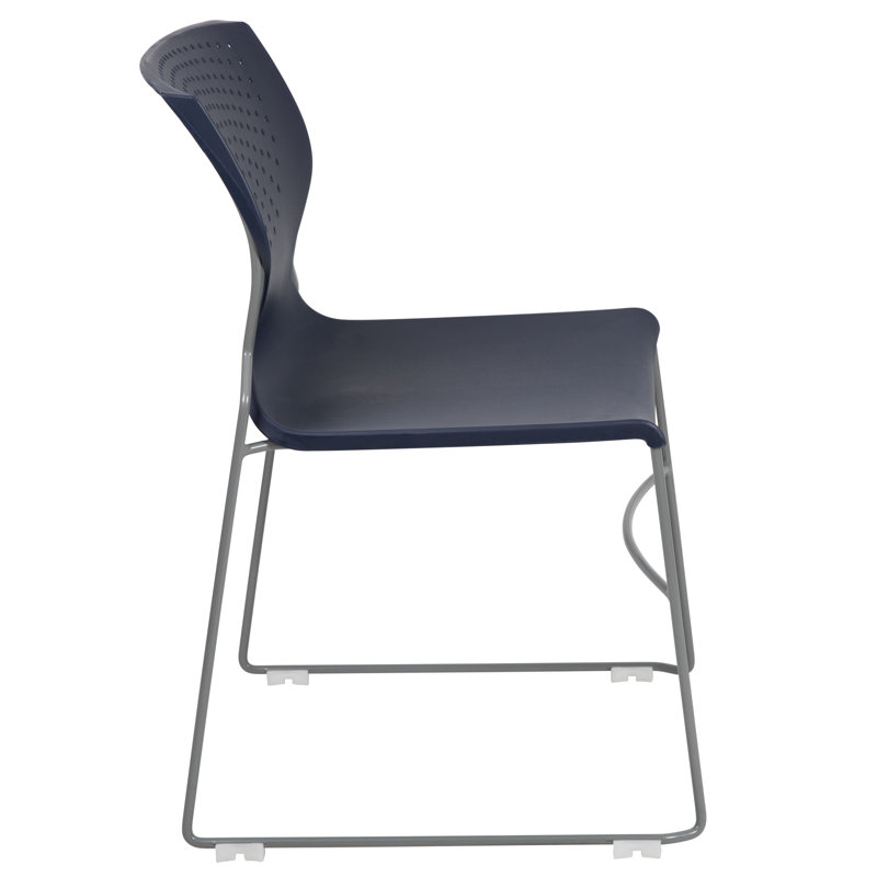 Navy Blue Metal Full Back Stacking Chair