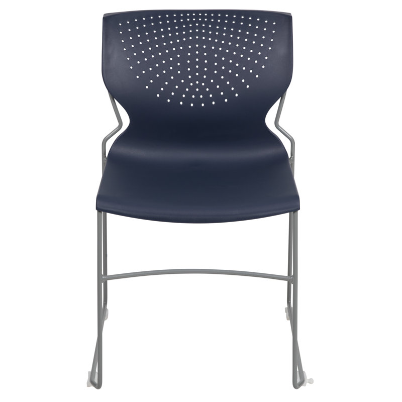 Navy Blue Metal Full Back Stacking Chair