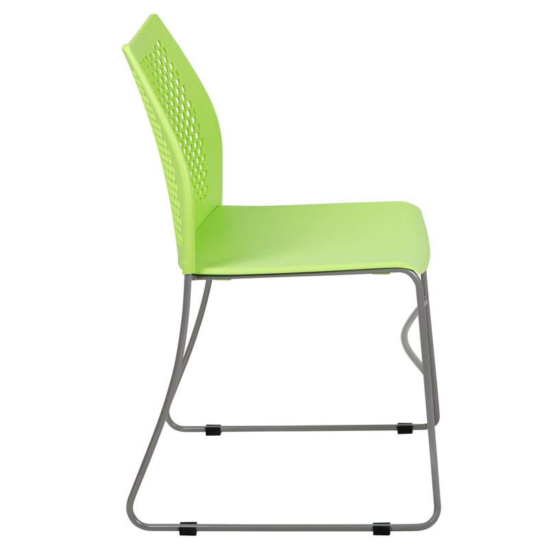 Contemporary 661 lb. Capacity Green Metal Stack Chair with Air-Vent Back