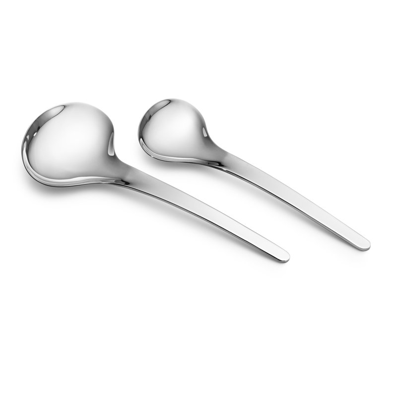 Polished Stainless Steel Scandinavian Serving Spoon Set