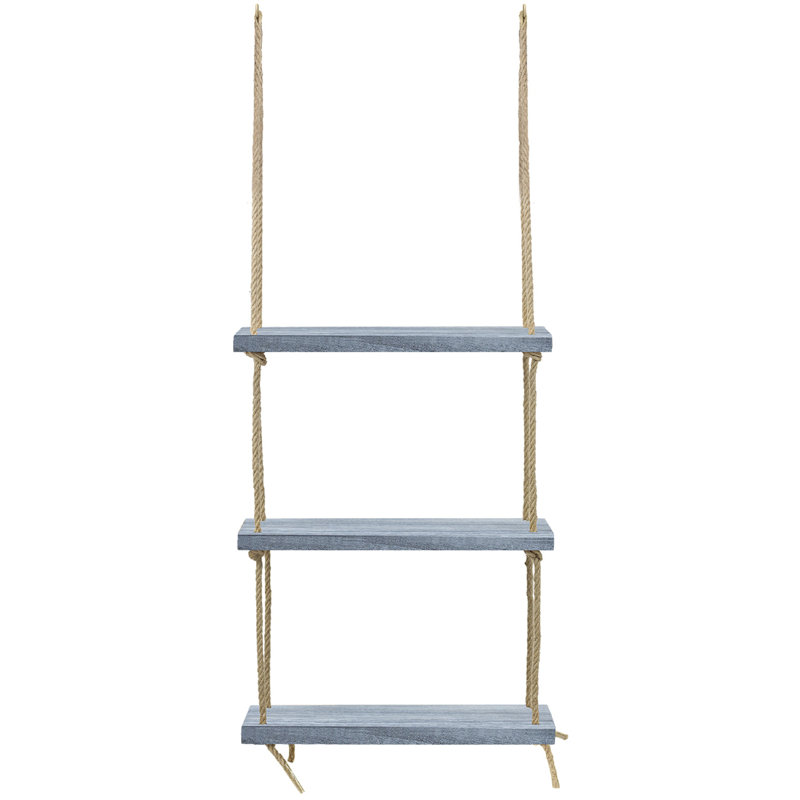 Sorbus Rustic Gray Wood 3-Tier Rectangular Floating Shelf