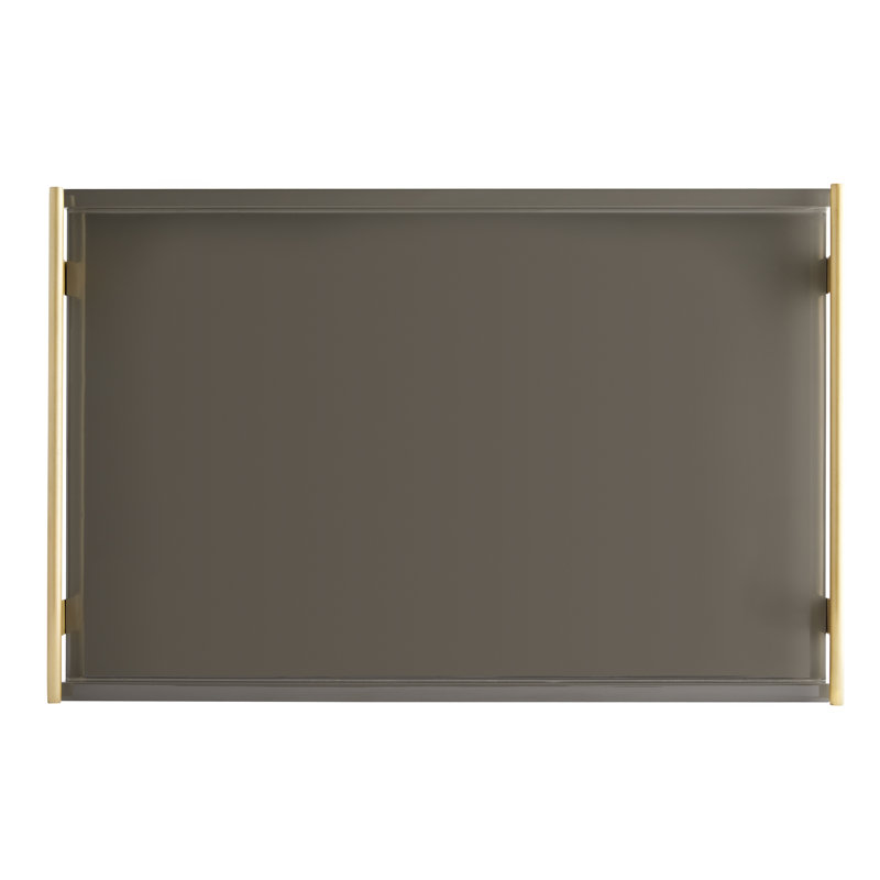 Chateau Grey Lacquer 16"x25" Tray with Antique Brass Handles