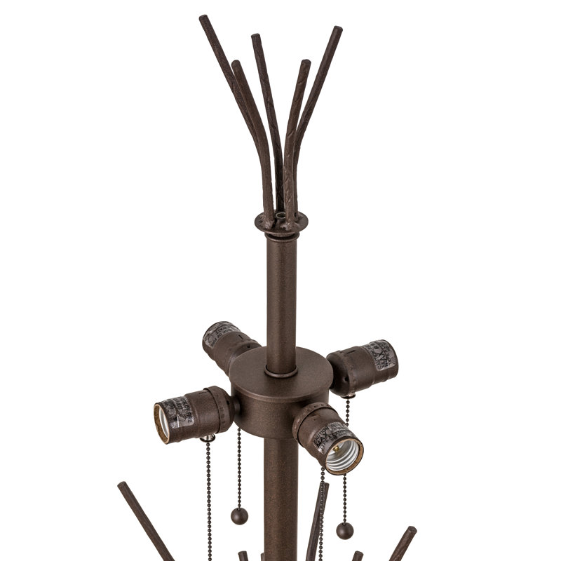 Ramus 63" Cafe Noir Steel Floor Lamp with Beige Burlap Shade