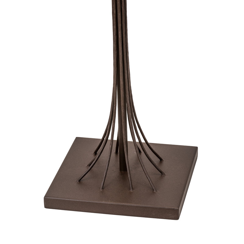 Ramus 63" Cafe Noir Steel Floor Lamp with Beige Burlap Shade