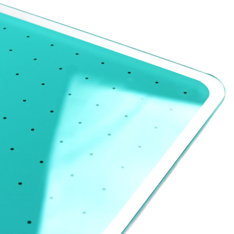 Teal Glass Magnetic Dry Erase Board 30" x 40" with Grid Design