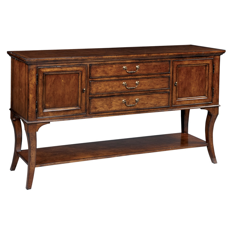 Traditional Macadamia Brown 66" Wide Storage Server with Brass Hardware