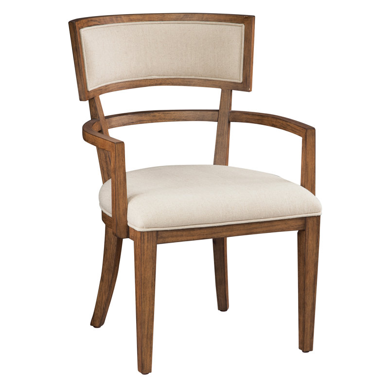 Bedford 24" Beige Linen Upholstered Arm Chair with Wood Frame