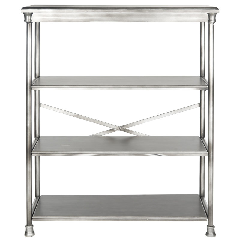 Jamison Transitional Dark Silver Wood & Iron Large Etagere Bookcase