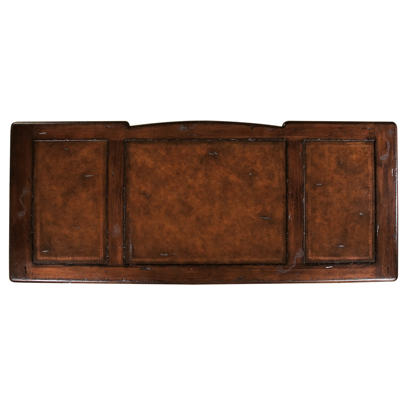 Traditional Antique Brown Home Office Desk with 5 Drawers