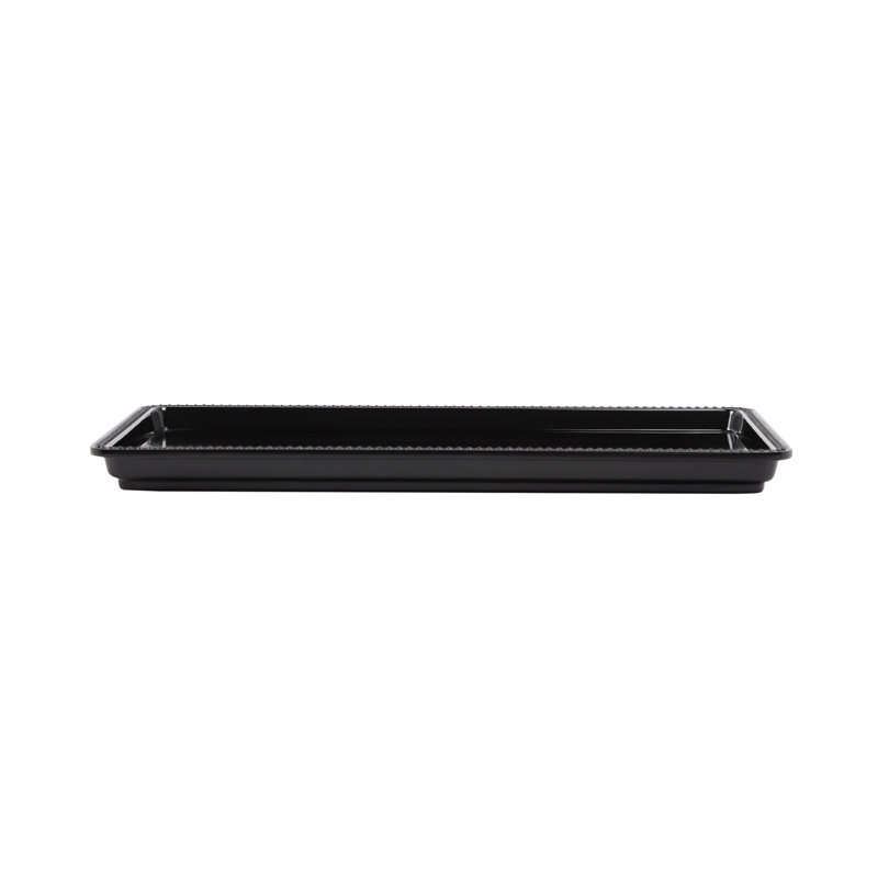 Chic Beaded Edge Black Melamine Serving Tray, 15"L x 8"W