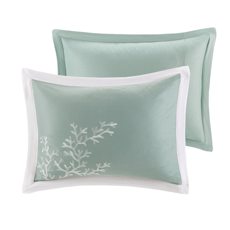 Aqua and White Cotton Nautical Full Comforter Set