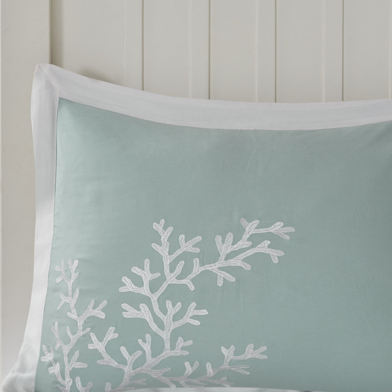 Aqua and White Cotton Nautical Full Comforter Set