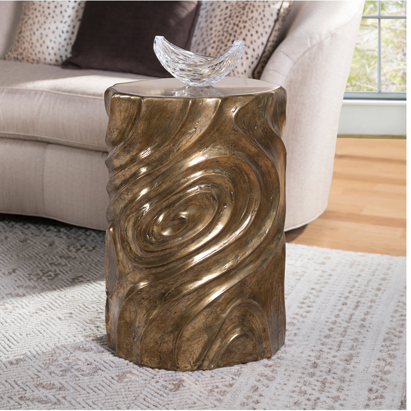 Catalan Oval Gold Metal Drum Table