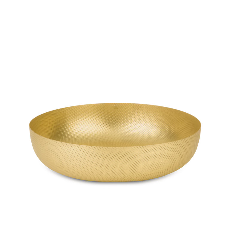 Gold Textured Round Plastic Decorative Basket