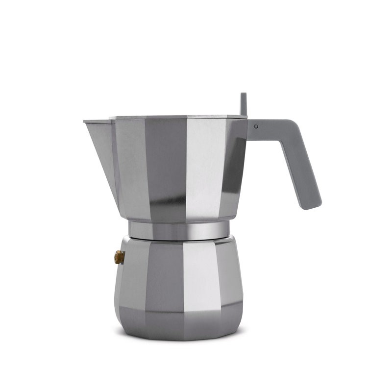 Modern Gray Aluminum 6 Cup Espresso Coffee Maker