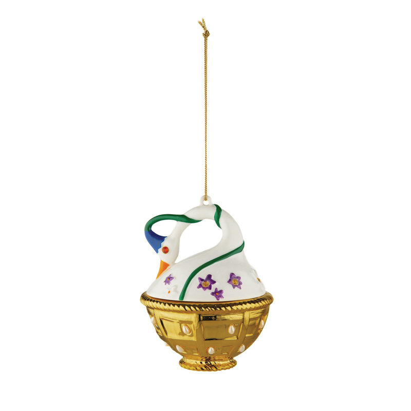 Spring Swan Hand-Decorated Porcelain Easter Ornament Set