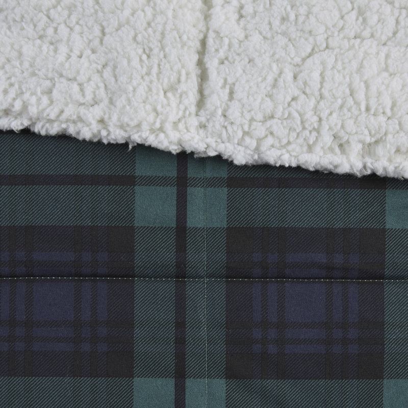 Cozy Cottage Blue Plaid & Sherpa Reversible Throw, 50"x70"