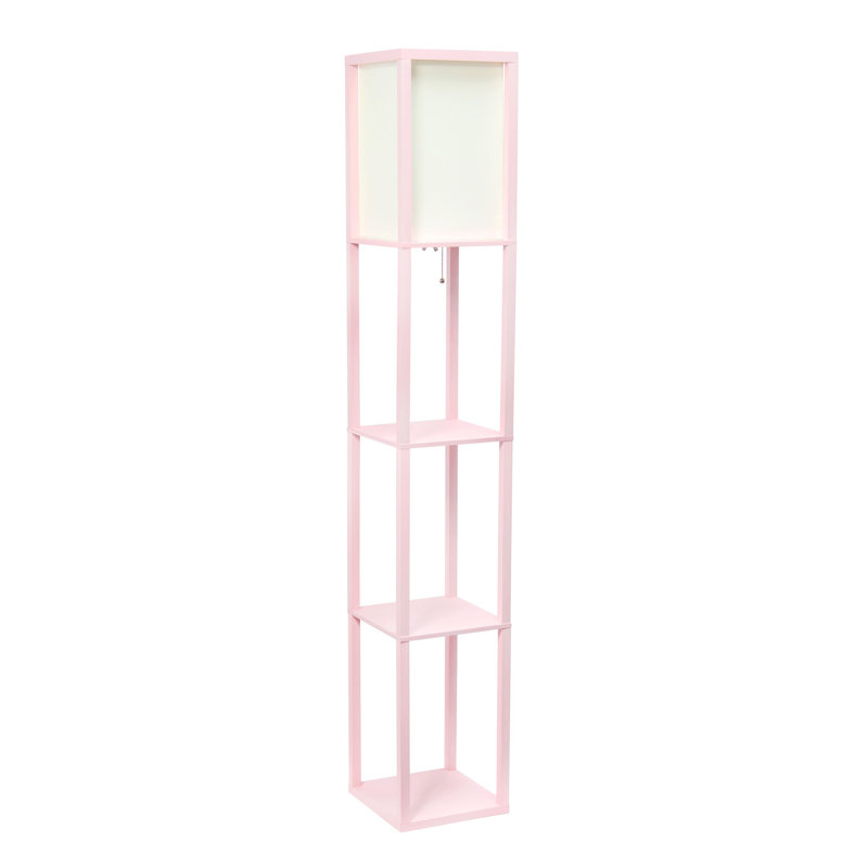 Elegant Light Pink Floor Lamp with Integrated Shelving