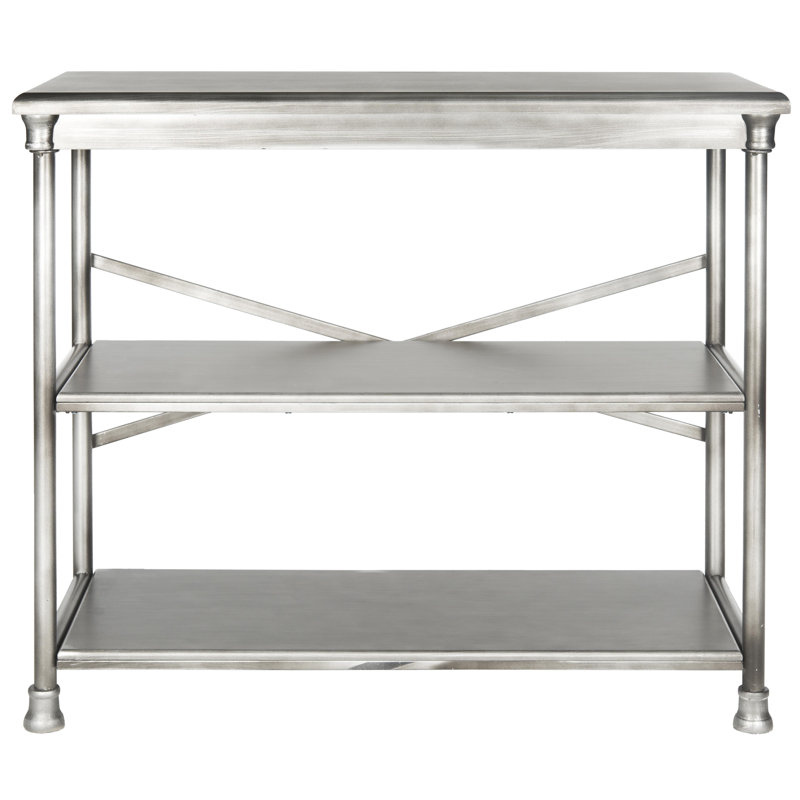 Transitional Dark Silver 38" Iron and Wood Etagere Bookcase