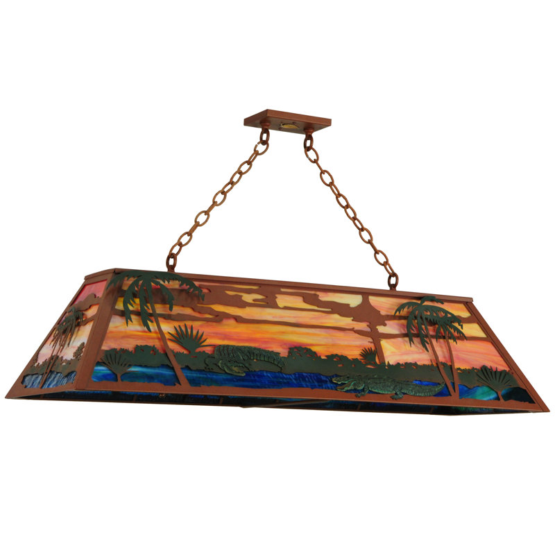 Sunset Scene Copper and Glass Island Pendant Light