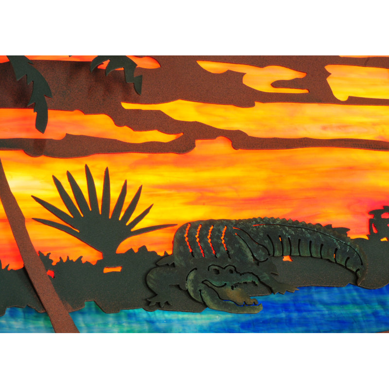 Sunset Scene Copper and Glass Island Pendant Light