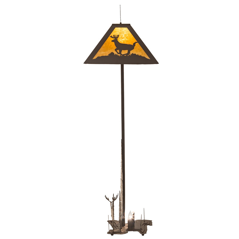Timeless Bronze 77'' Stained Glass Deer Motif Floor Lamp